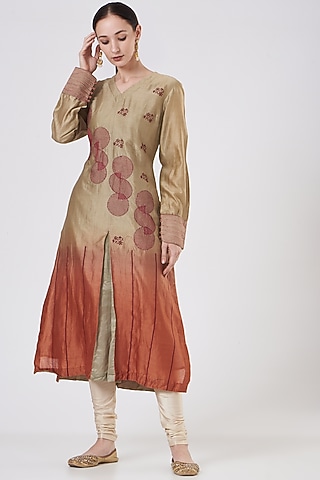 Grey Box Pleated Kurta by ABHI SINGH MADE IN INDIA