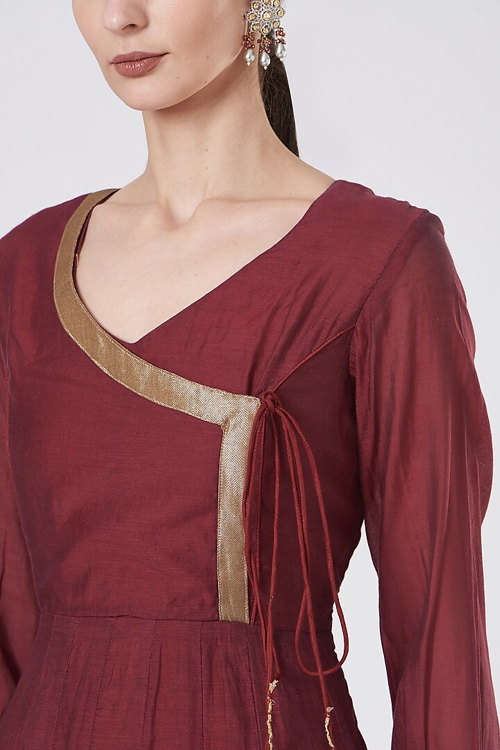 Maroon Printed Wedding Anarkali by ABHI SINGH MADE IN INDIA at Pernia's Pop Up Shop