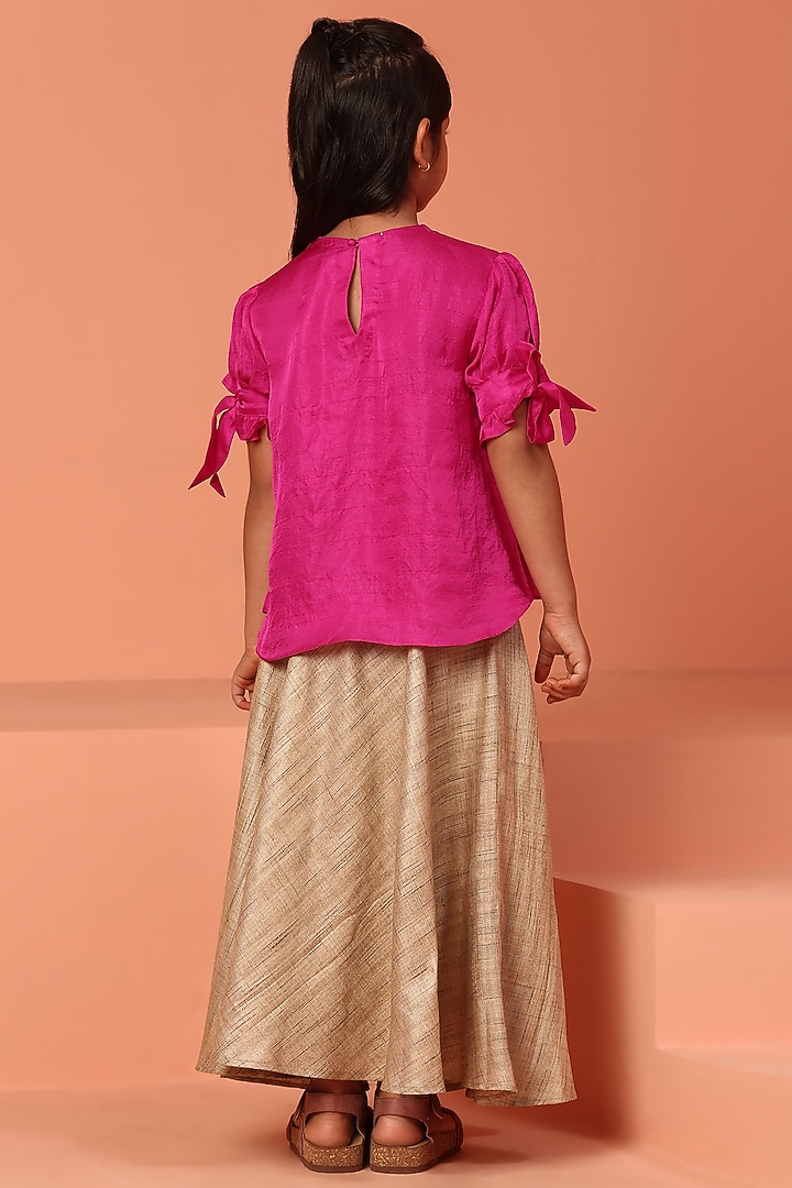 Beige Jute Lehenga Set For Girls by ASMI By Mayank Modi at Pernia's Pop Up Shop