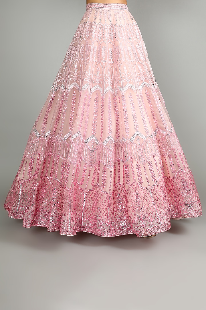 Blush Pink Embroidered Bridal Lehenga Set by Ronak and Shruti at Pernia's Pop Up Shop