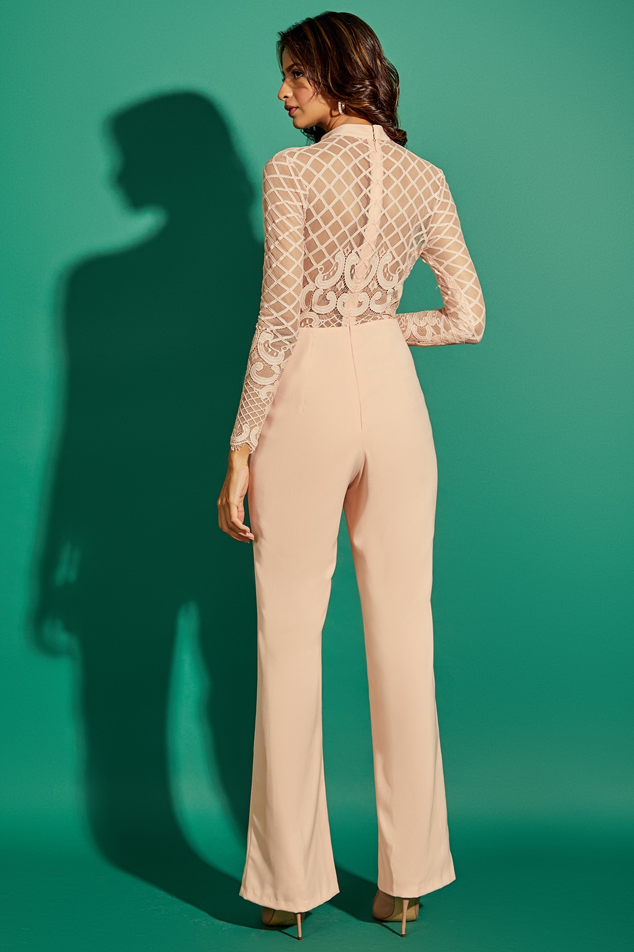 peach lace jumpsuit