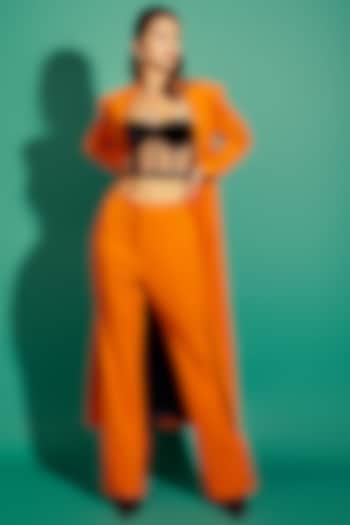 Orange Scuba Georgette Blazer Set by World of Asra