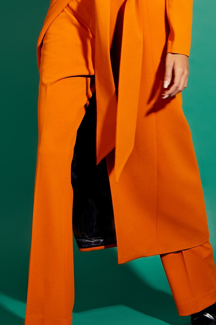 Orange Scuba Georgette Blazer Set by World of Asra at Pernia's Pop Up Shop