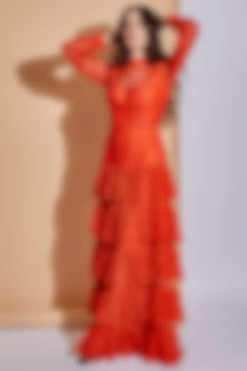 Marmalade Orange Layered Maxi Vacation Dress by World of Asra at Pernia's Pop Up Shop