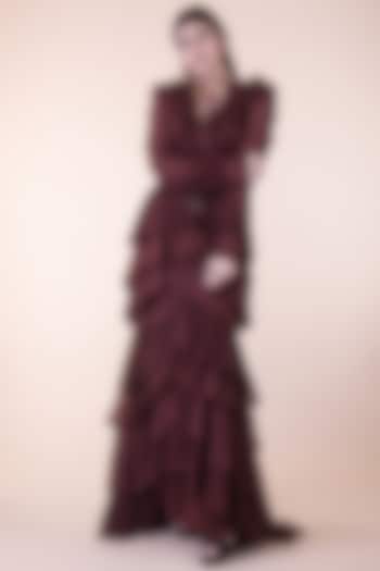 Brown Layered Maxi Dress by World of Asra