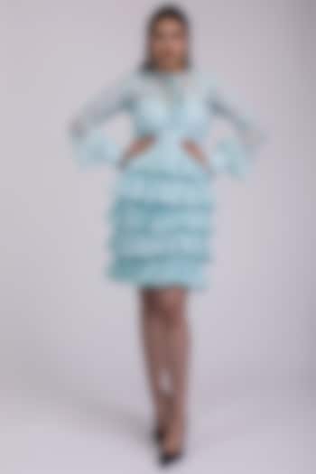 Candy Blue Layered Mini Dress by World of Asra