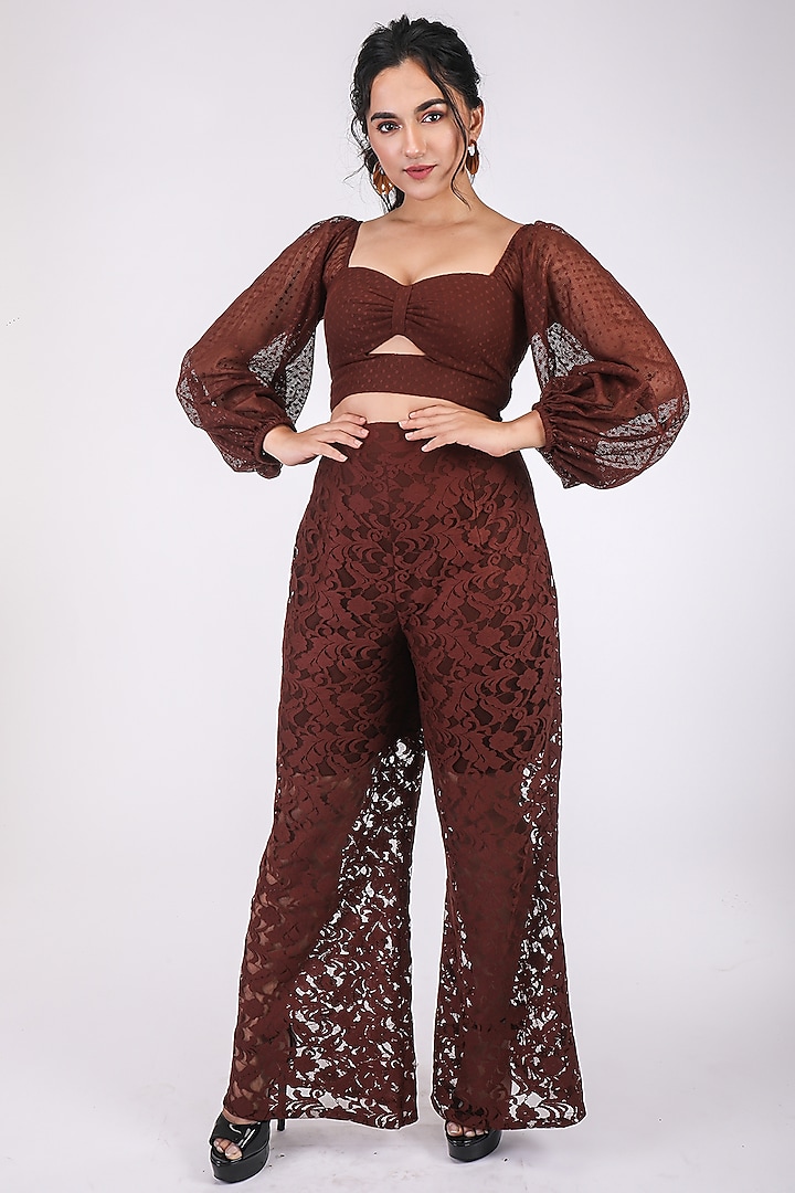 Brown Lace Top by World of Asra