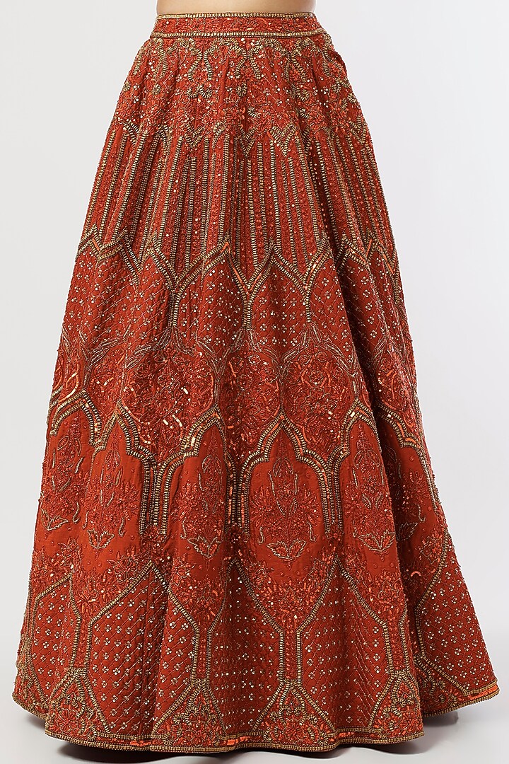 Rust Embroidered Jacket Bridal Lehenga Set by World of Asra at Pernia's Pop Up Shop
