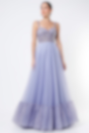 Lotus Blue Hand Embroidered Gown by World of Asra at Pernia's Pop Up Shop