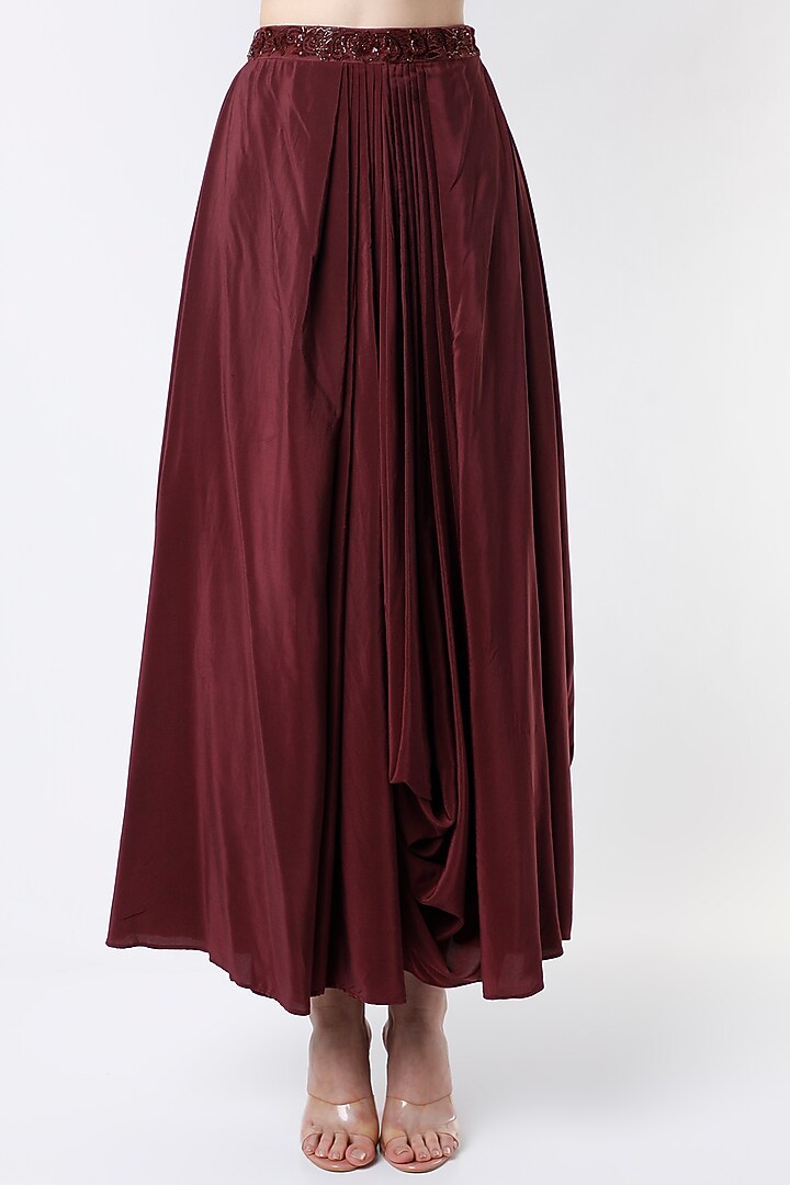 Wine Asymmetrical Skirt Set by World of Asra at Pernia's Pop Up Shop