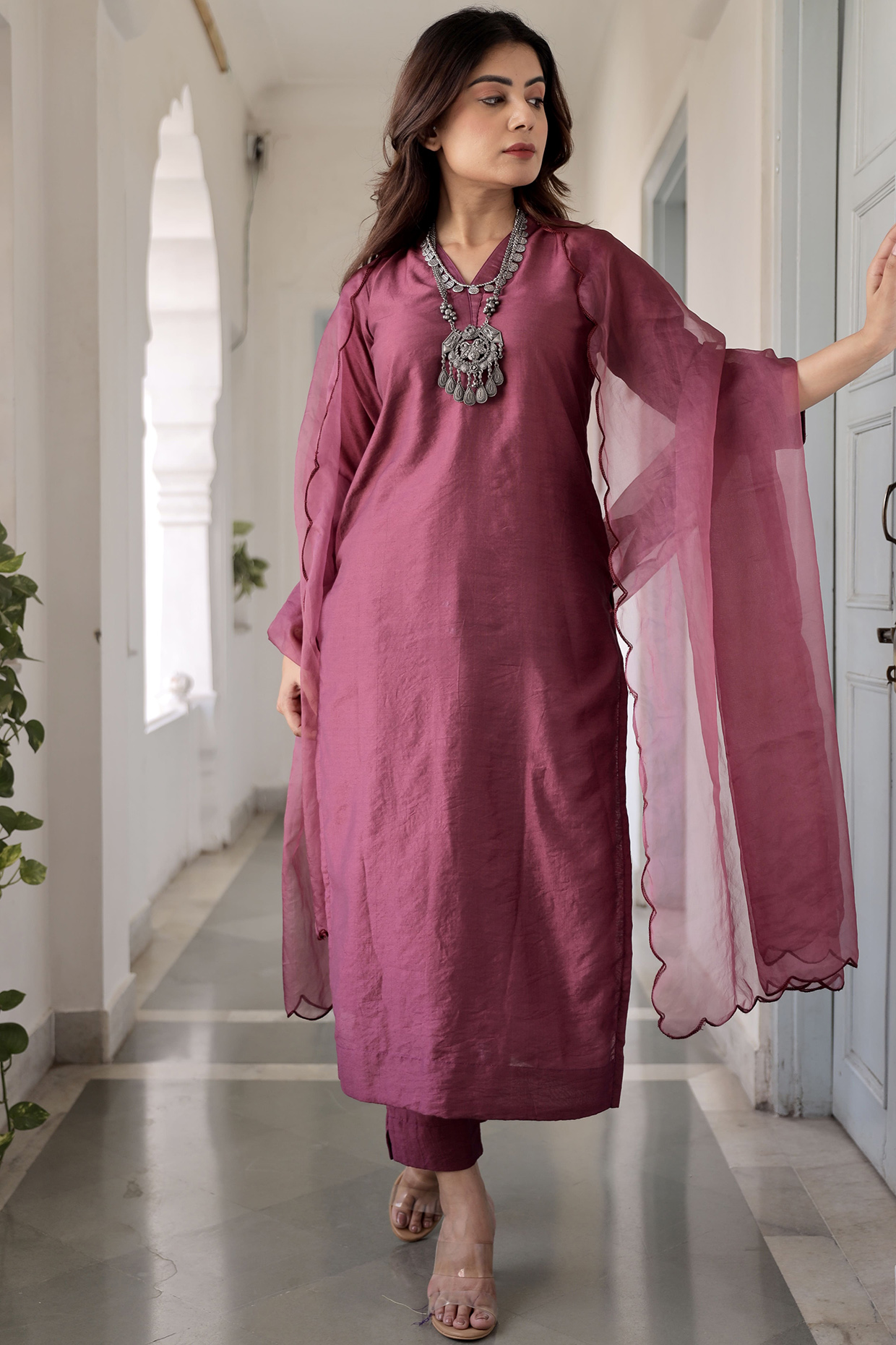 Purple Muslin Kurta Set by ASRUMO at Pernia's Pop Up Shop