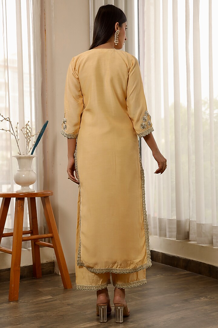 Yellow Muslin Kurta Set by ASRUMO at Pernia's Pop Up Shop