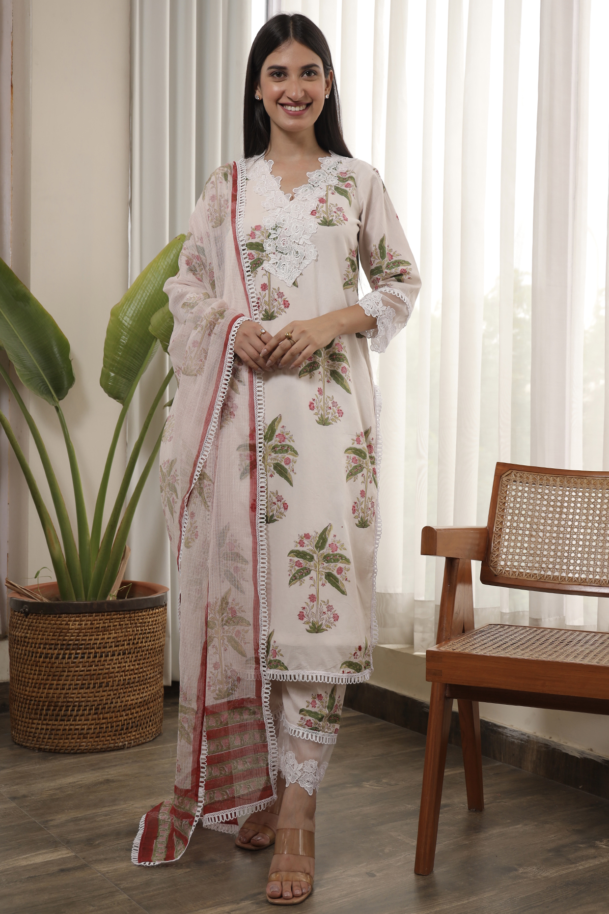 White Cotton Kurta Set by ASRUMO at Pernia's Pop Up Shop