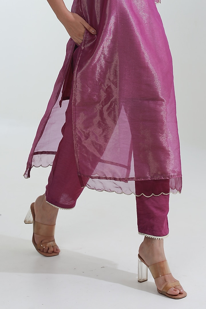 Purple Tissue Straight Kurta Set by ASRUMO at Pernia's Pop Up Shop