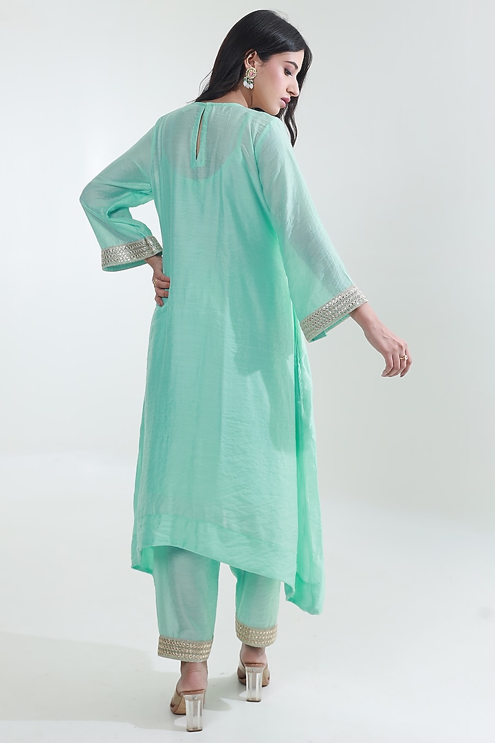 Sky Blue Chanderi Kurta Set by ASRUMO at Pernia's Pop Up Shop