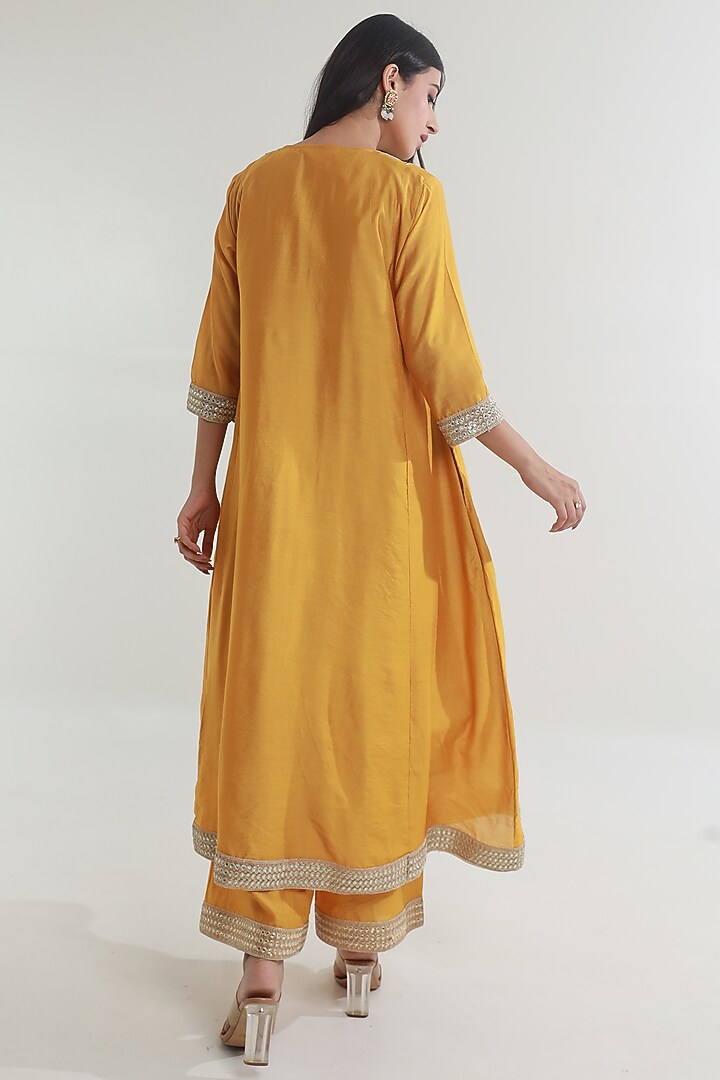 Yellow Chanderi Kurta Set by ASRUMO at Pernia's Pop Up Shop