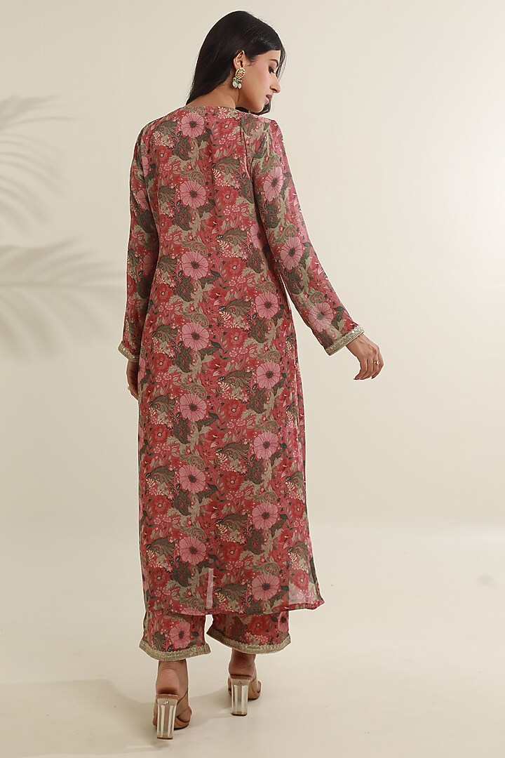 Pink Viscose Chinon Digital Printed Kurta Set by ASRUMO at Pernia's Pop Up Shop