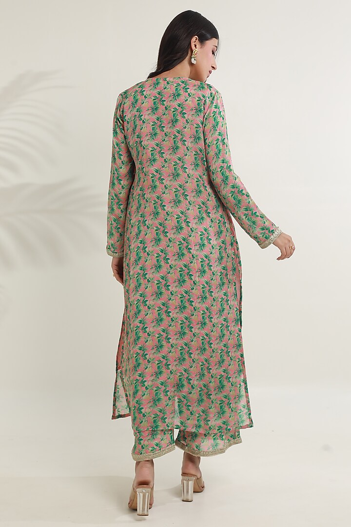 Green Viscose Chinon Digital Printed Kurta Set by ASRUMO at Pernia's Pop Up Shop