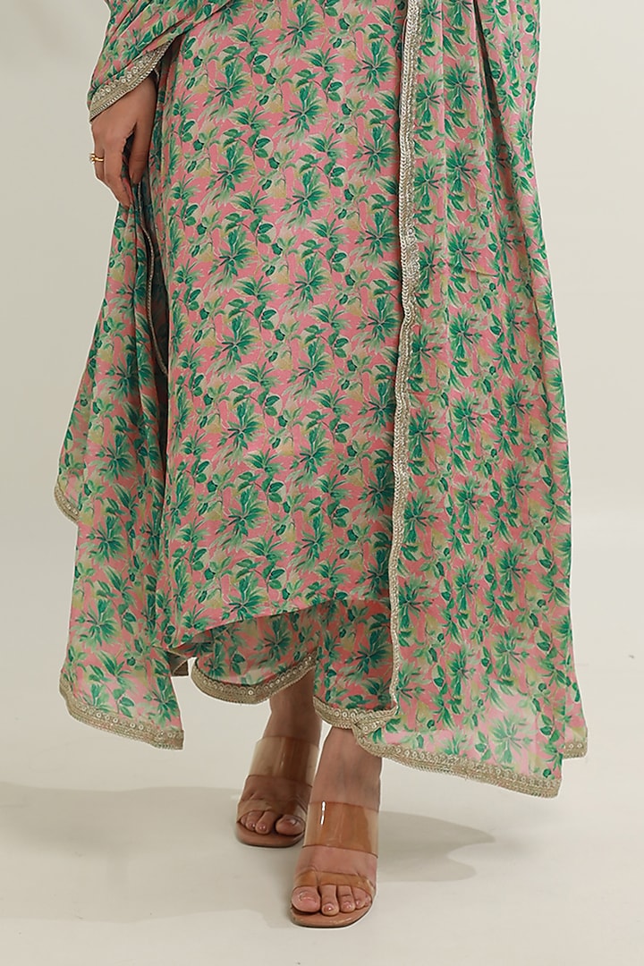 Green Viscose Chinon Digital Printed Kurta Set by ASRUMO at Pernia's Pop Up Shop