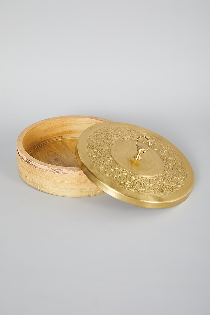 Gold & Brown Embossed Roti Box by Assemblage