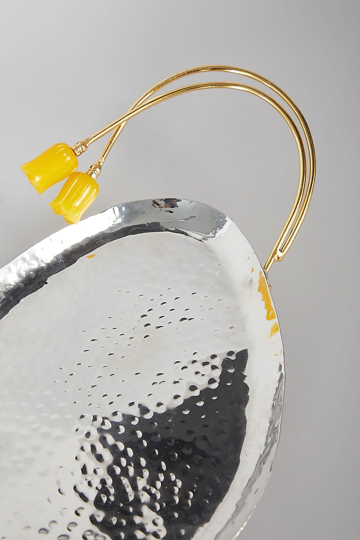 Silver Oval Platter With Yellow Tulips by Assemblage at Pernia's Pop Up Shop