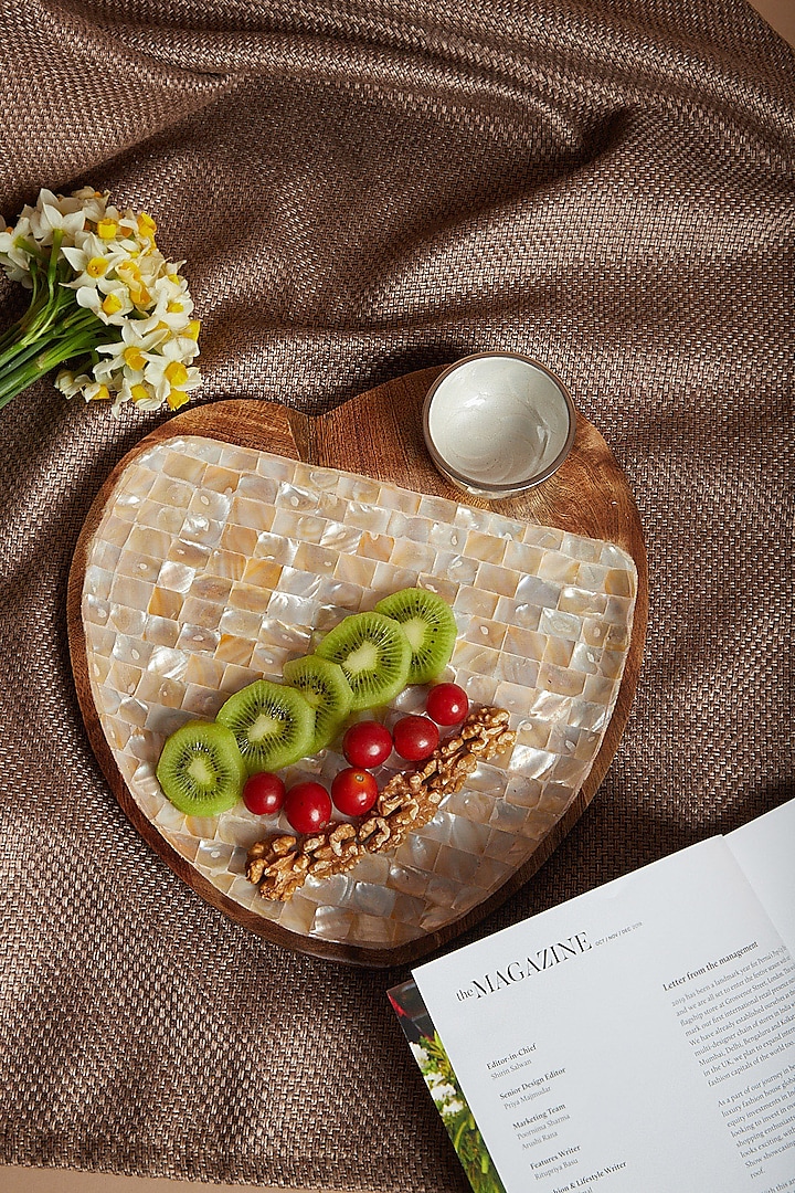 Ivory Heart Shape Platter With Dip Bowl by Assemblage