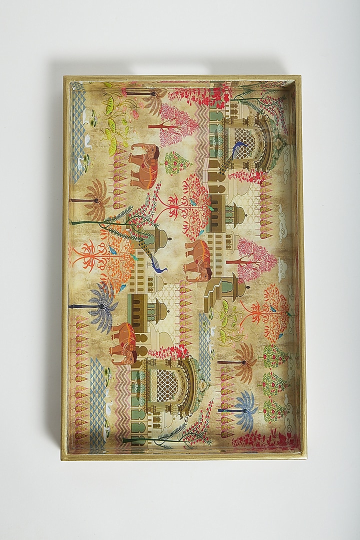 Multi Colored Royal Palace Landscape Decorative Tray by Assemblage at Pernia's Pop Up Shop