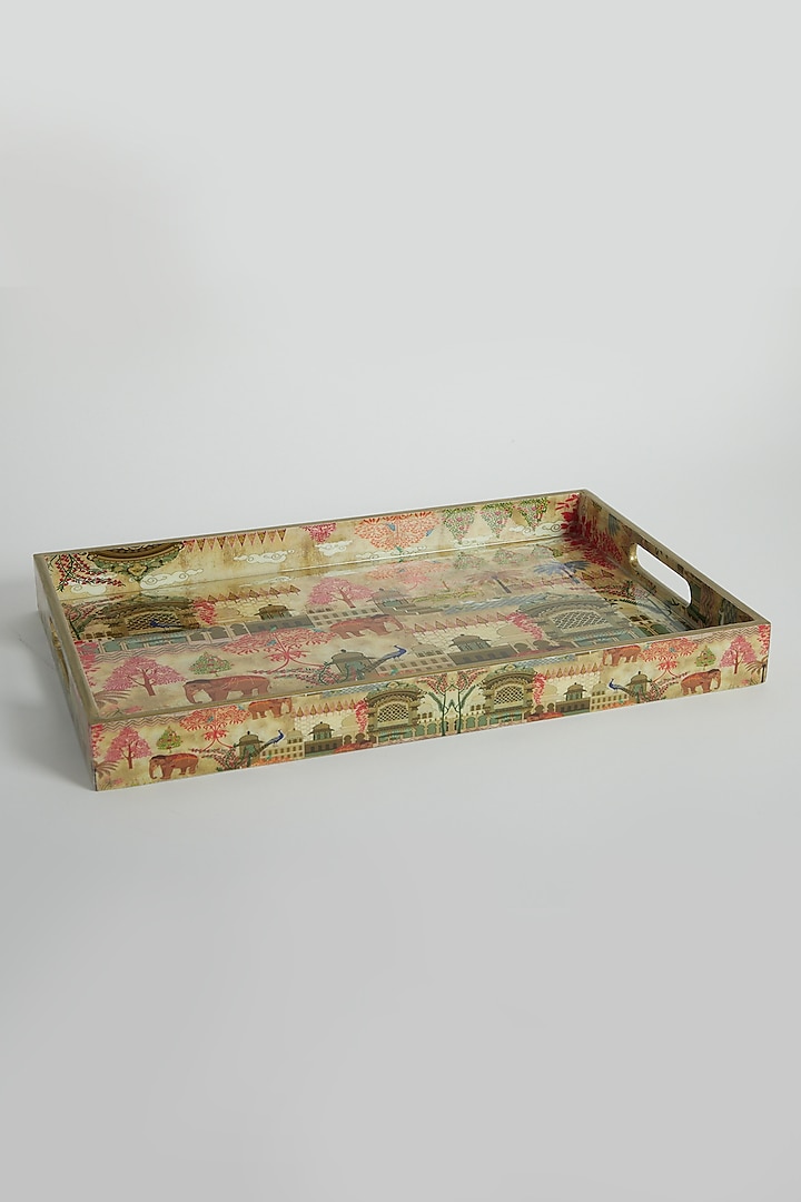 Multi Colored Royal Palace Landscape Decorative Tray by Assemblage at Pernia's Pop Up Shop