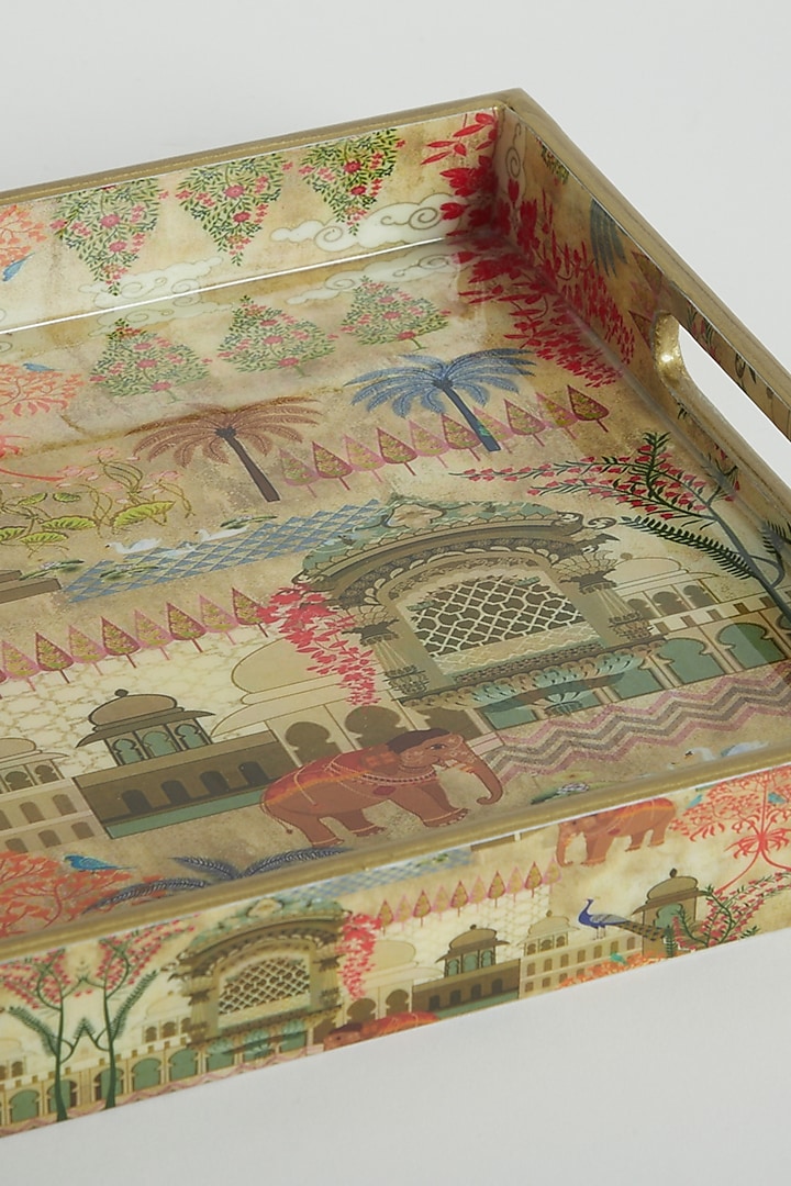 Multi Colored Royal Palace Landscape Decorative Tray by Assemblage at Pernia's Pop Up Shop