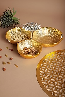 Gold Blooming Lotus Bowl Server by Assemblage-READY TO SHIP GIFTS