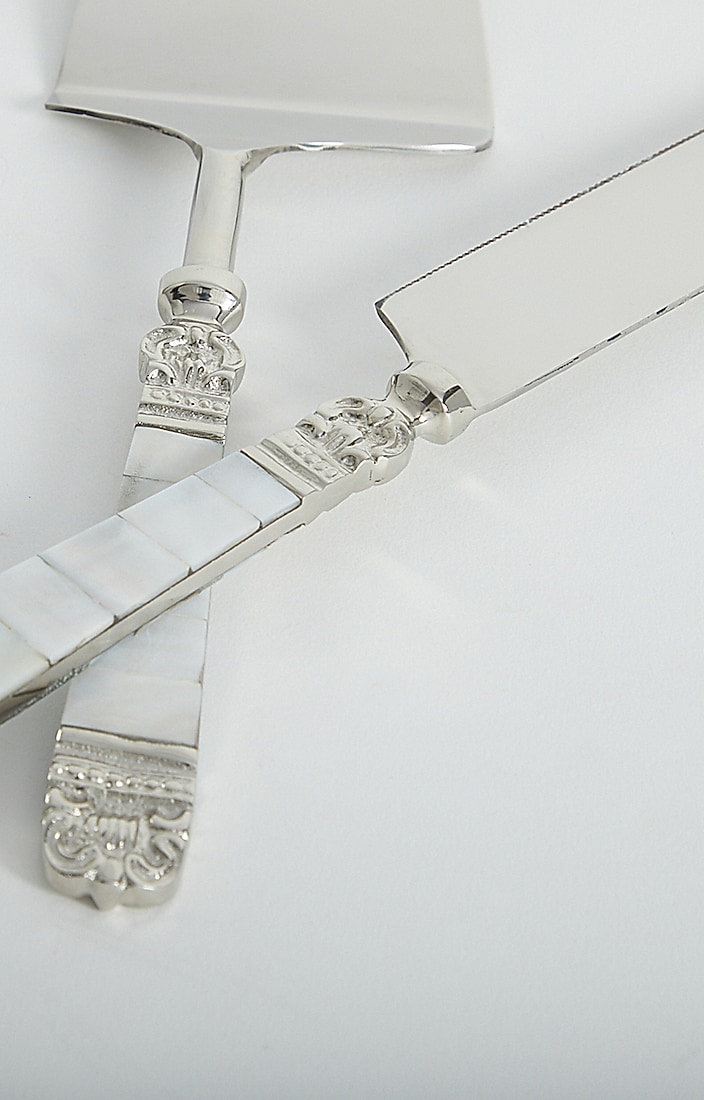 Silver Steel Cake Knife & Spatula Set by Assemblage at Pernia's Pop Up Shop
