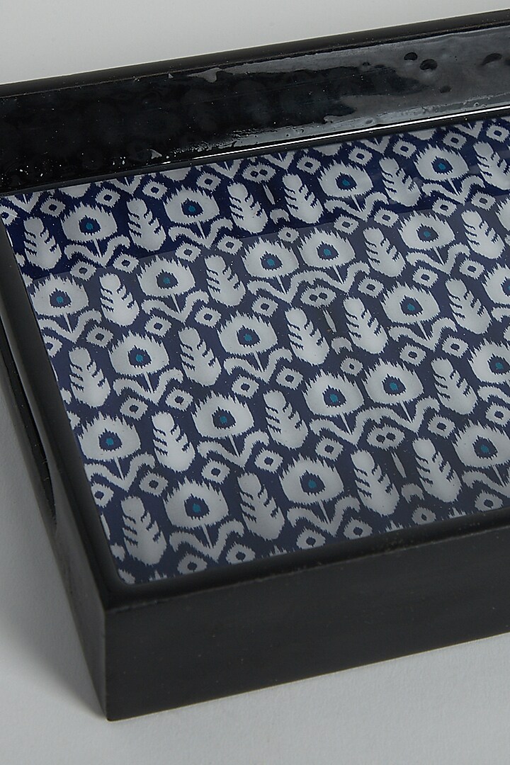 Indigo Patola Fabric Print Decorative Trays (Set of 2) by Assemblage at Pernia's Pop Up Shop