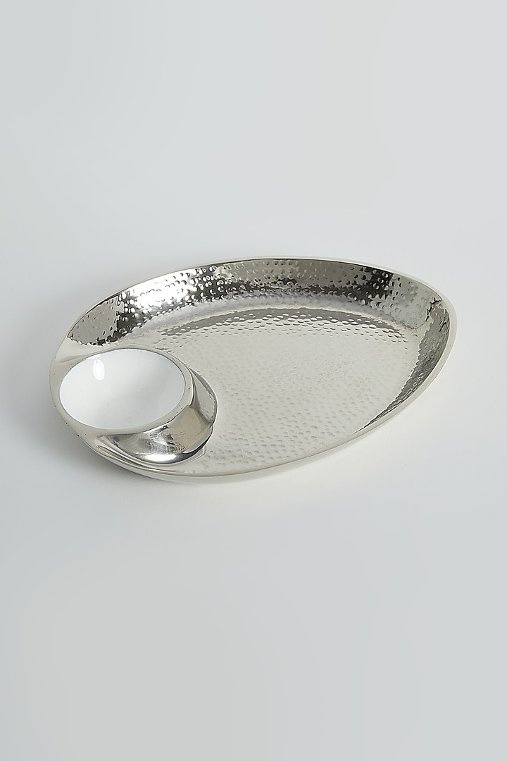 Steel Silver Almond Shaped Dip Dish Platter by Assemblage at Pernia's Pop Up Shop