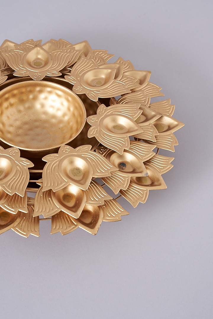 Gold Iron Decorative Diya Set by Assemblage at Pernia's Pop Up Shop