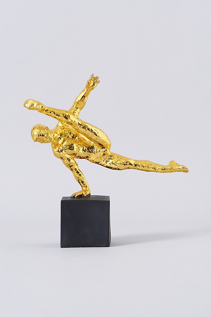 Gold Electroplated Gymnast Showpiece For Living Room by Assemblage
