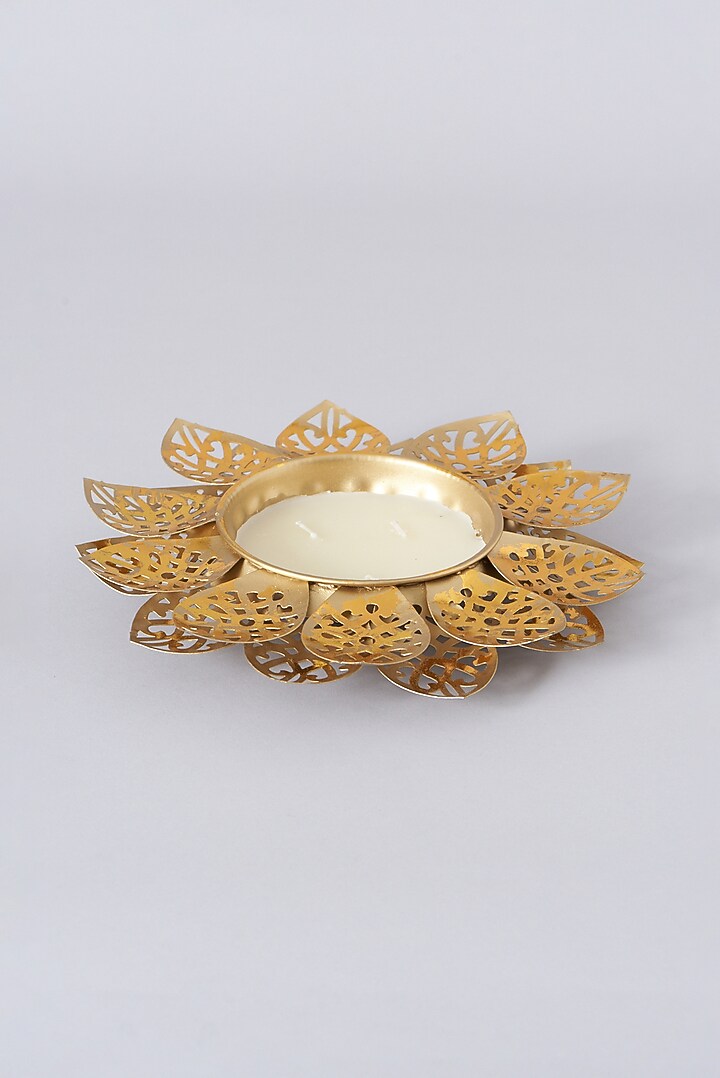Gold Iron & Wax Decorative Diya by Assemblage at Pernia's Pop Up Shop