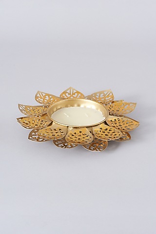 Gold Iron & Wax Decorative Diya by Assemblage