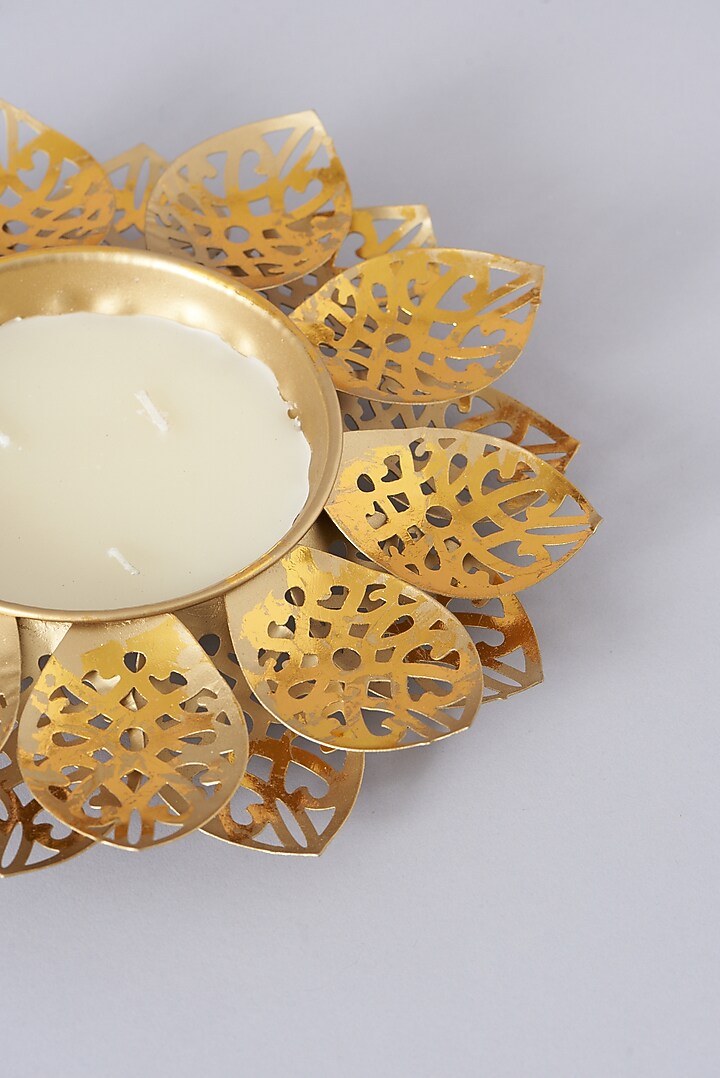 Gold Iron & Wax Decorative Diya by Assemblage at Pernia's Pop Up Shop