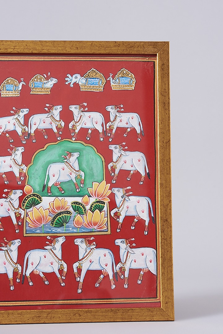 Sindoori Cow Herd & Lotus Pichwai Painting by Assemblage at Pernia's Pop Up Shop