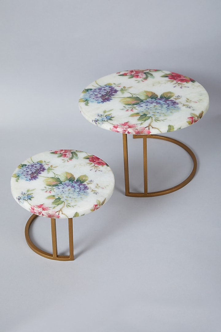 White Marble Cake Stand (Set of 2) by Assemblage at Pernia's Pop Up Shop