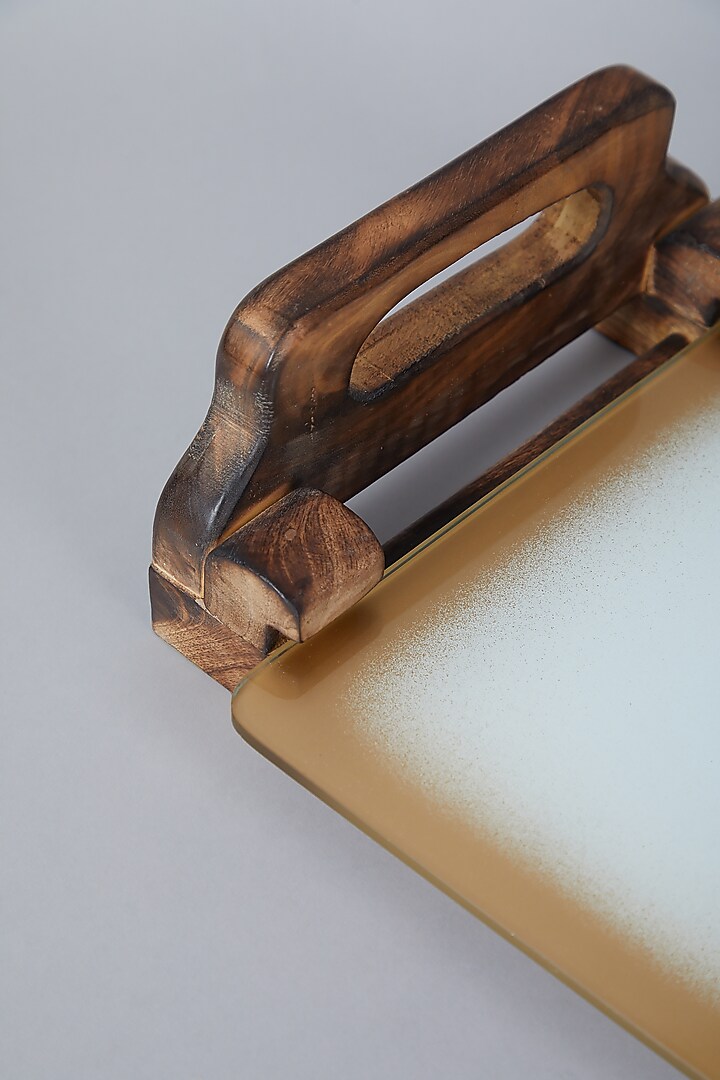 Gold & Ivory Glass Cheese Platter With Spatula by Assemblage at Pernia's Pop Up Shop