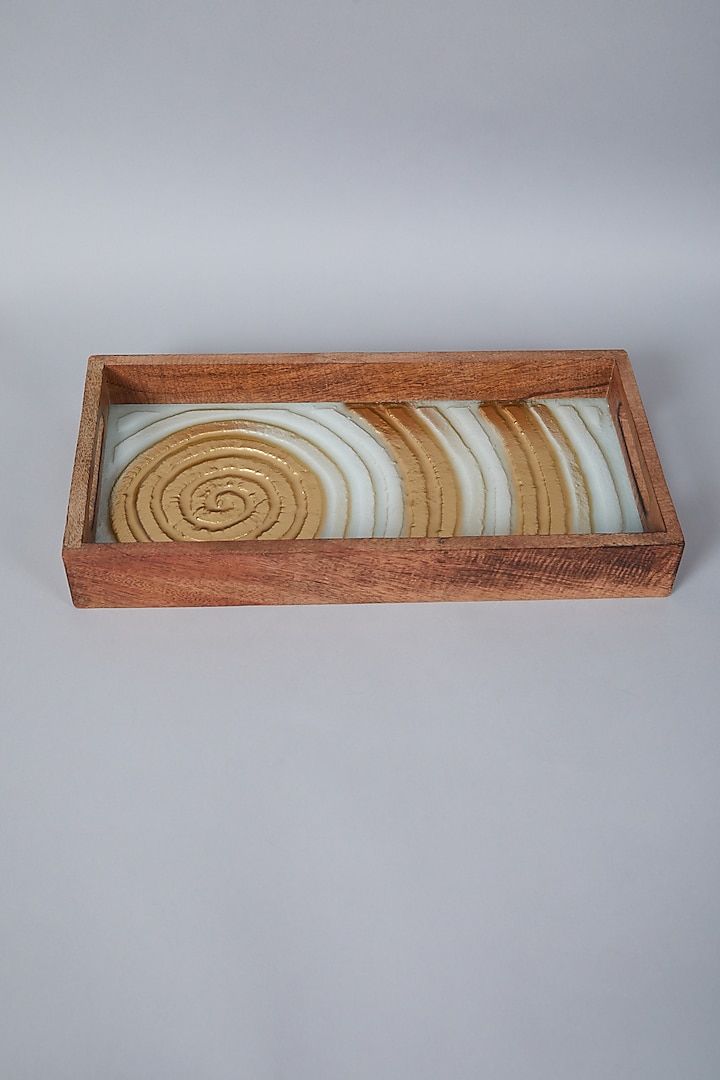 Gold & Ivory Swirl Platter Tray by Assemblage