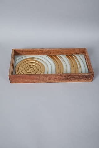 Gold & Ivory Swirl Platter Tray by Assemblage