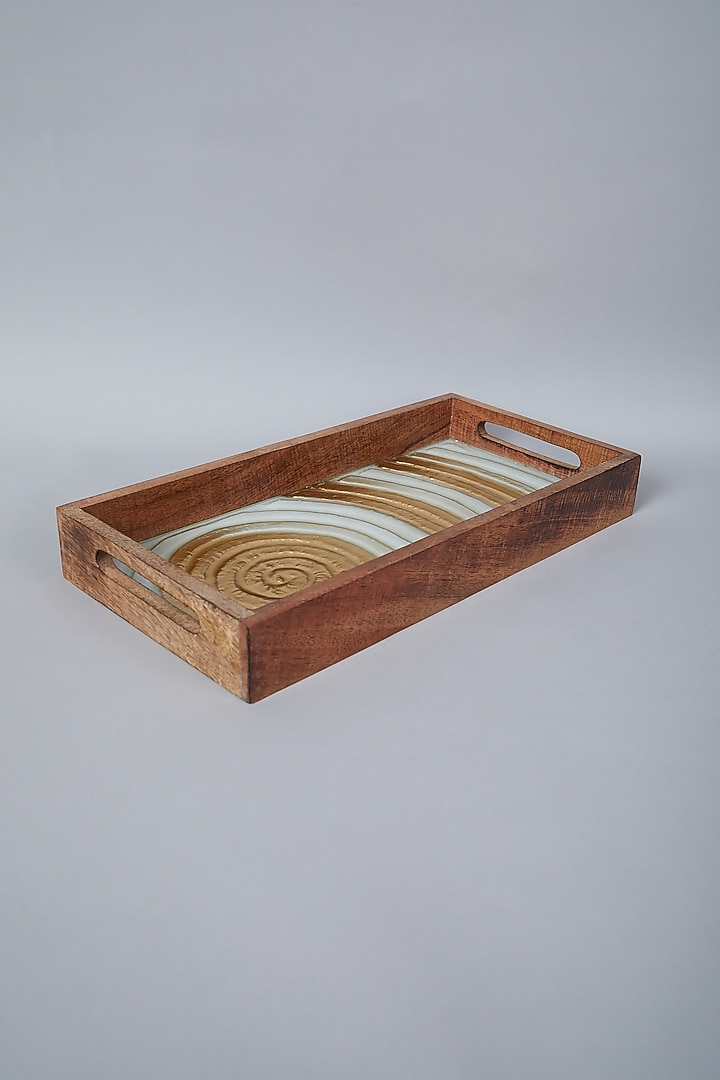 Gold & Ivory Swirl Platter Tray by Assemblage at Pernia's Pop Up Shop