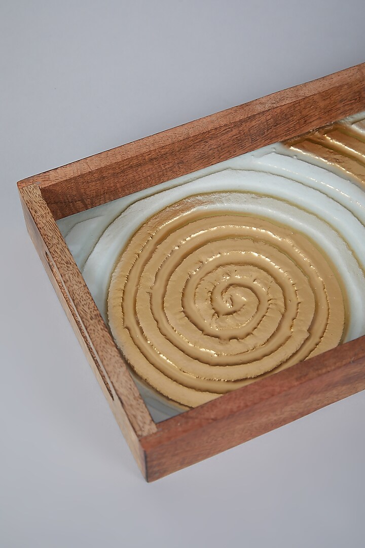 Gold & Ivory Swirl Platter Tray by Assemblage at Pernia's Pop Up Shop