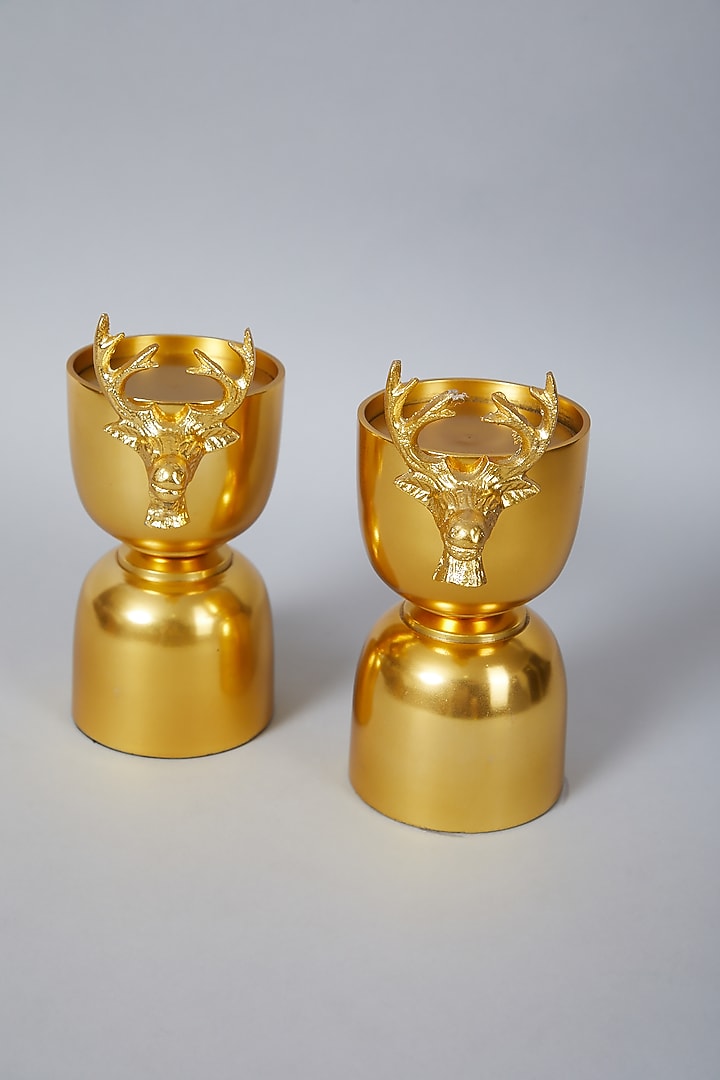 Gold Plated Reindeer Candle Stand by Assemblage at Pernia's Pop Up Shop