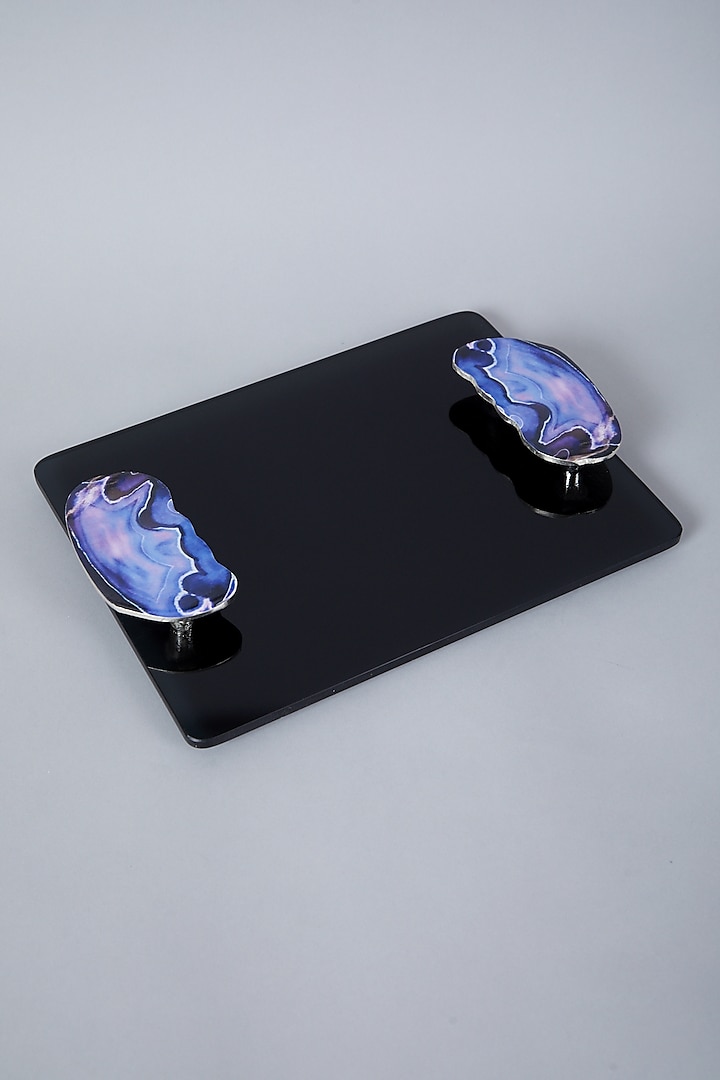 Black & Blue Glass Platter by Assemblage