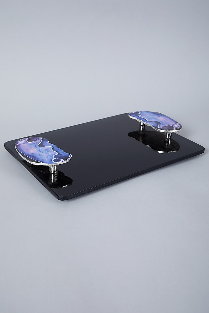 Black & Blue Glass Platter by Assemblage at Pernia's Pop Up Shop