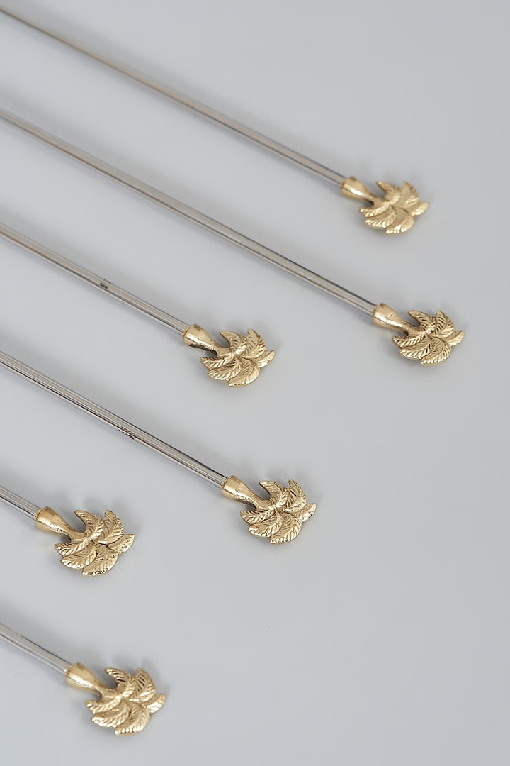 Palm leaf Cocktail Stirrer Spoons (Set of 6) by Assemblage at Pernia's Pop Up Shop