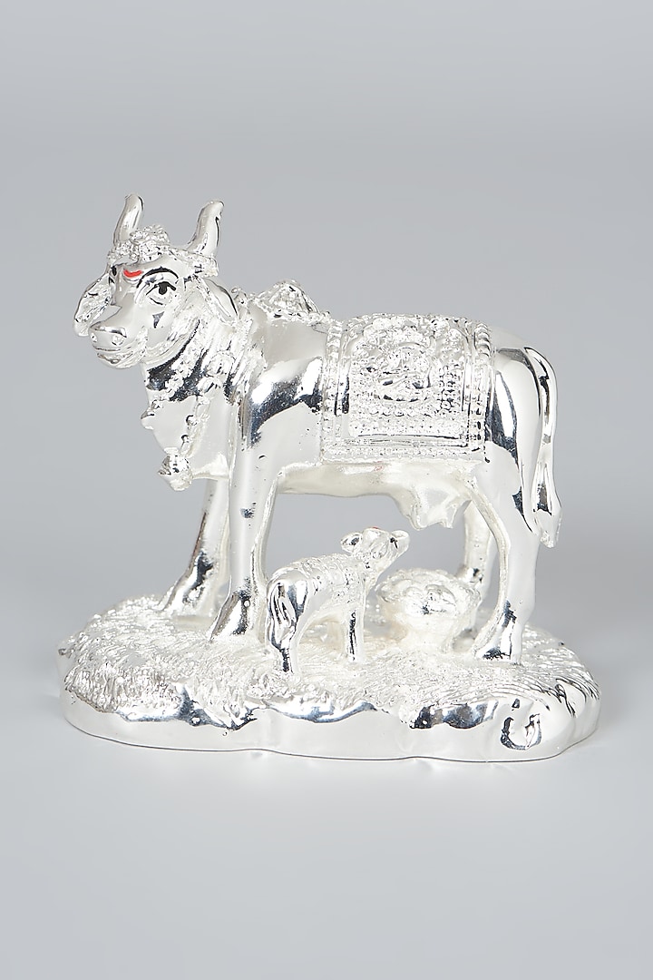 Silver Plated Resin Cow Figure by Assemblage